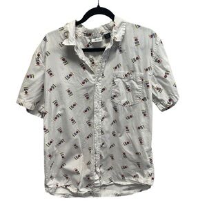Miller Lite beer men’s all over print button up shirt short sleeve medium